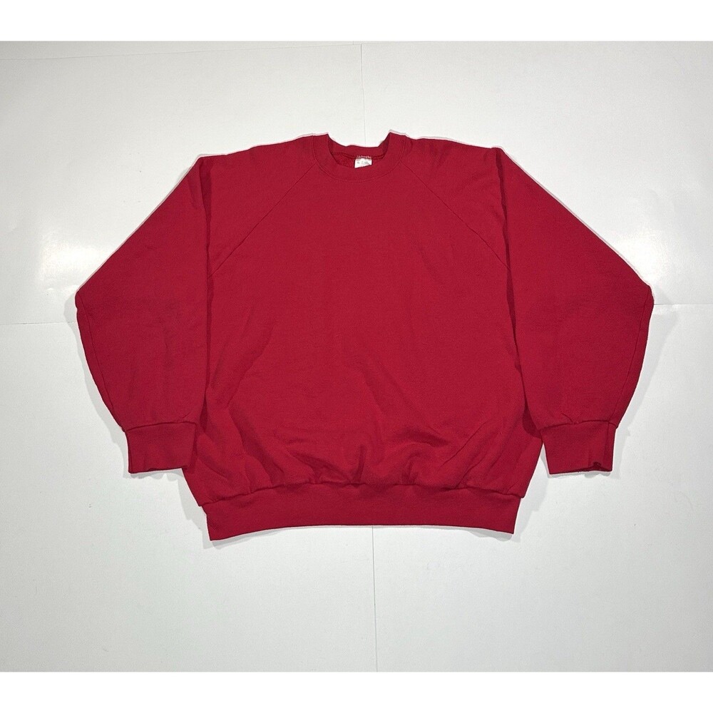 Vintage Fruit Of The Loom Sweatshirt Adult XL Blank Red Fleece Crewneck USA Made